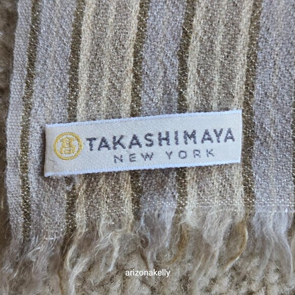 Takashimaya Cashmere Stripe Oblong Scarf - Picture 9 of 9